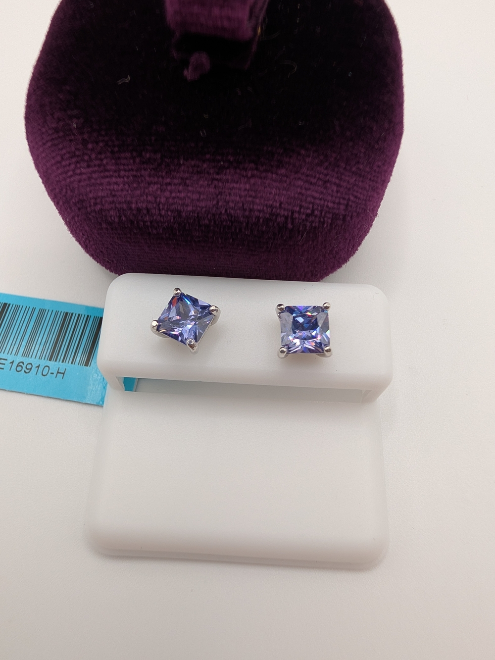 NWT Sterling Silver 6mm Tanzanite CZ Stud Earrings 2.40 CTTW